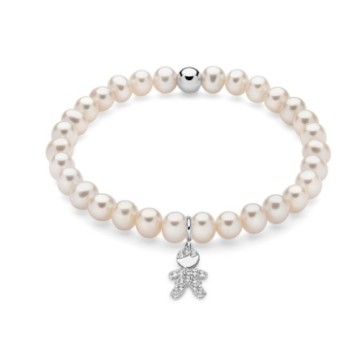 Bracelet of real oriental pearls with silver pendant