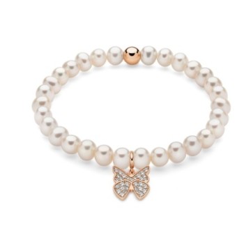 Bracelet of real oriental pearls with silver pendant