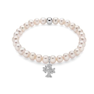 Bracelet of real oriental pearls with silver pendant