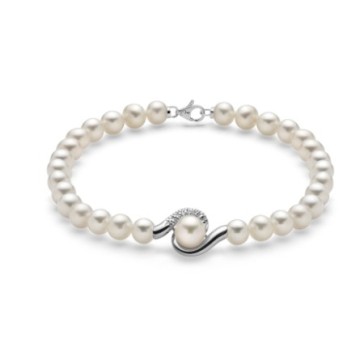 Oriente pearl bracelet with gold, diamond and pearl centre