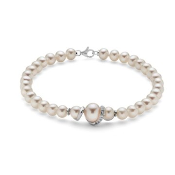 Oriente pearl bracelet with gold and diamond centre